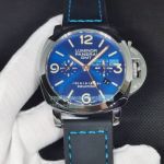 Replica Panerai Luminor GMT Blue Face Black Leather Strap Watch 44mm